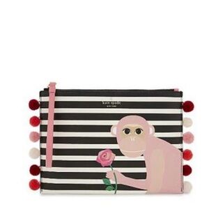 KATE SPADE NEW YORK RAMBLING ROSES MONKEY MEDIUM BELLA CLUTCH WRISTLET
